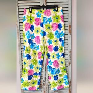 CHRISTINE PHILLIPE L'image Womens Size 10 Multi-Color Floral Bead Accents Pants